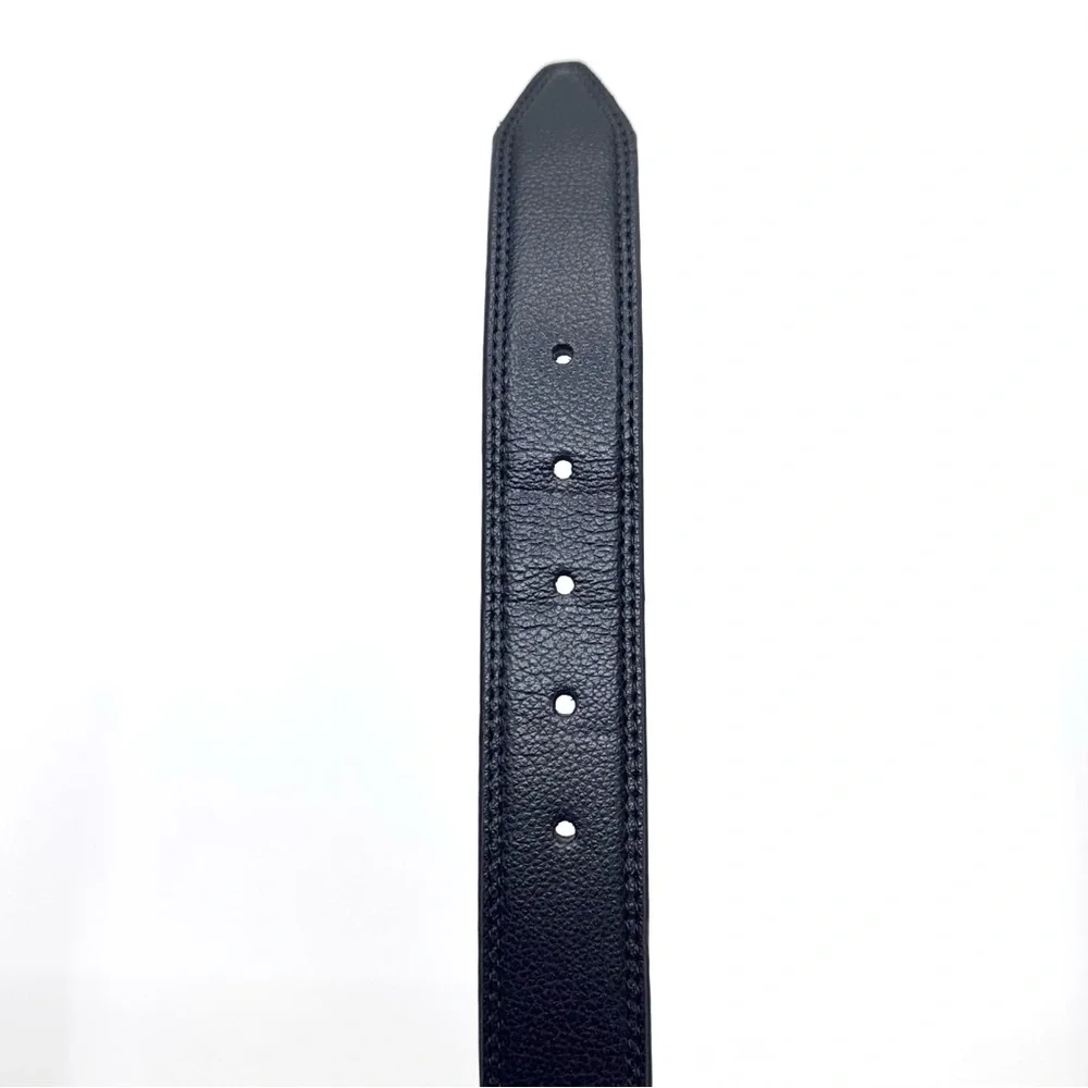 Florsheim Shoe Company Black Leather Belt With Silver Buckle Approximate Size 36